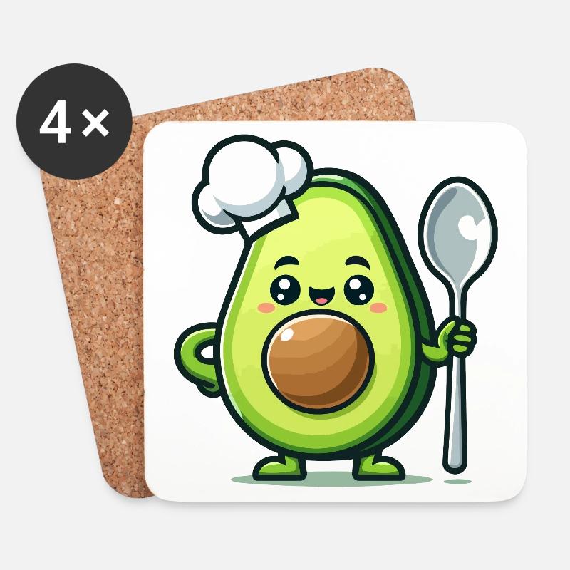 Chefkoch Avocuddle: Das Genie der Gourmet-Guacamole - Untersetzer (4er-Set) - Weiß