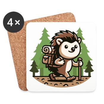 Trail Trekker: The Hiking Hedgehog - Coasters (set of 4) - white - Front