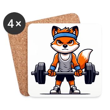 Fit Fox: Pumping Iron with Tailored Intensity - Coasters (set of 4) - white - Front