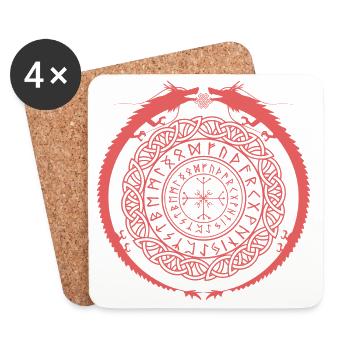 Icône de cercle de runes vikings sur les vêtements - Dessous de verre (lot de 4) - blanc - Devant