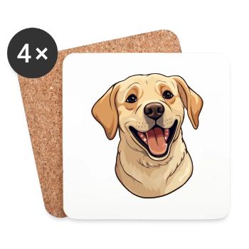 Labrador Retriever Dog Breed Watercolor Cartoon Ka - Coasters (set of 4) - white - Front