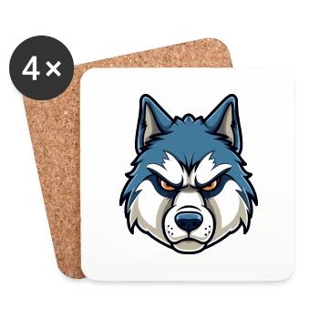 Husky chien race aquarelle dessin animé Kawaii Clipart - Dessous de verre (lot de 4) - blanc - Devant