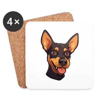 Deutsche Pinscher Hunderasse Aquarell Karikatur Kawai - Untersetzer (4er-Set) - Weiß - Vorne