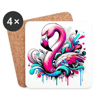 Flamingo - Untersetzer (4er-Set) - Weiß - Vorne