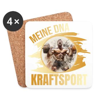 Meine DNA - Kraftsport - Untersetzer (4er-Set) - Weiß - Vorne