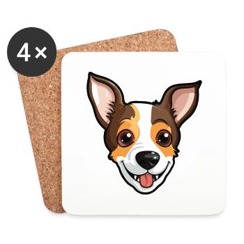 Jouet Fox Terrier chien race aquarelle dessin animé Kawai - Dessous de verre (lot de 4) - blanc - Devant