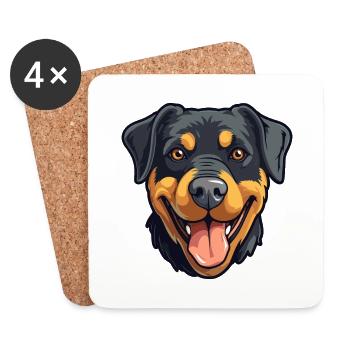 Rottweiler Hund Rasse Aquarell Karikatur Kawaii Cli - Untersetzer (4er-Set) - Weiß - Vorne