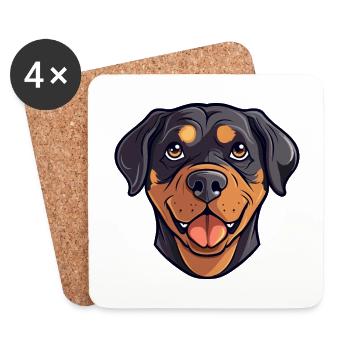 Rottweiler Hund Rasse Aquarell Karikatur Kawaii Cli - Untersetzer (4er-Set) - Weiß - Vorne
