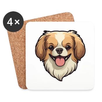 Tibetan Spaniel Hunderasse Aquarell Karikatur Kawai - Untersetzer (4er-Set) - Weiß - Vorne