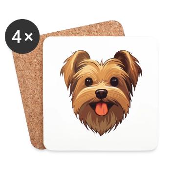 Yorkshire Terrier Dog Breed Watercolor Cartoon Kaw - Coasters (set of 4) - white - Front