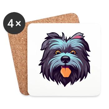 Skye Terrier chien race aquarelle dessin animé Kawaii C - Dessous de verre (lot de 4) - blanc - Devant
