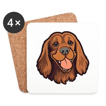 Sussex Épagneul chien race aquarelle dessin animé Kawaii - Dessous de verre (lot de 4) - blanc - Devant