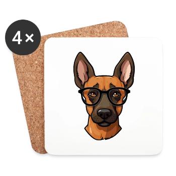 Belgischer Malinois Hund Rasse Aquarell Karikatur Kawa - Untersetzer (4er-Set) - Weiß - Vorne