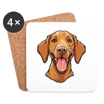 Vizsla à poil dur chien race aquarelle dessin animé Kaw - Dessous de verre (lot de 4) - blanc - Devant