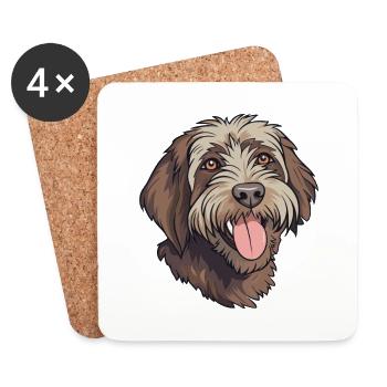 Wirehaired Pointing Griffon Dog Breed Watercolor C - Coasters (set of 4) - white - Front
