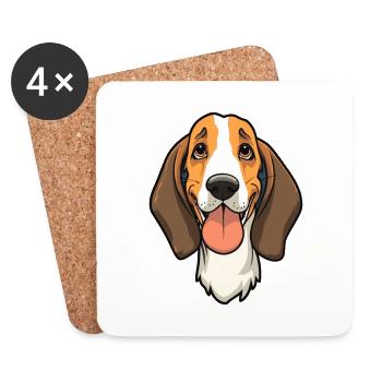 Treeing Walker Coonhound Dog Breed Watercolor Cart - Coasters (set of 4) - white - Front