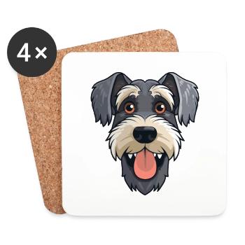 Standard Schnauzer Hunderasse Aquarell Karikatur Ka - Untersetzer (4er-Set) - Weiß - Vorne