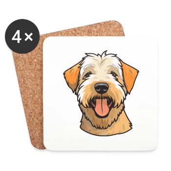 Soft Coated Wheaten Terrier Dog Breed Watercolor C - Coasters (set of 4) - white - Front
