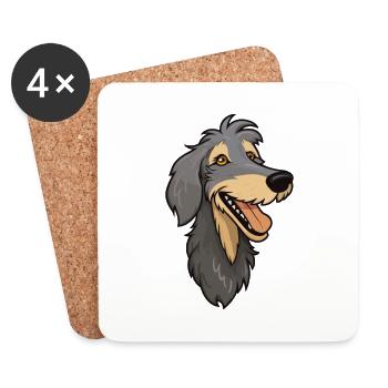 Scottish Deerhound Dog Breed Watercolor Cartoon Ka - Coasters (set of 4) - white - Front