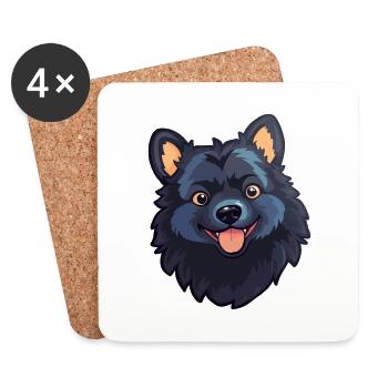 Schipperke Hunderasse Aquarell Karikatur Kawaii Cli - Untersetzer (4er-Set) - Weiß - Vorne
