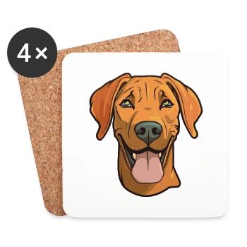 Rhodesian Ridgeback Dog Breed Watercolor Cartoon K - Coasters (set of 4) - white - Front