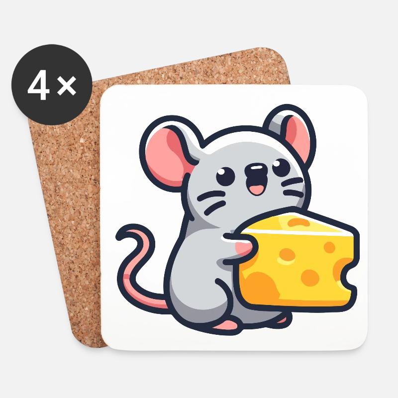 Cheese Chum: Die Freude der Maus - Untersetzer (4er-Set) - Weiß