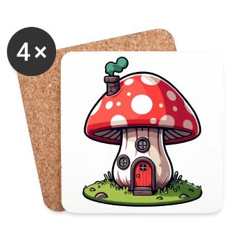 Enchanted Shroom Home: The Fungal Abode - Coasters (set of 4) - white - Front