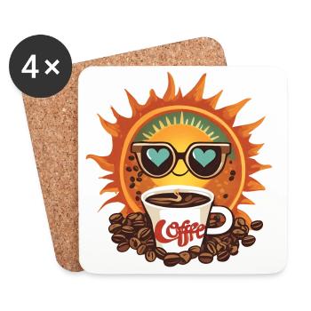 Soleil Café Vintage Style et Passion - Dessous de verre (lot de 4) - blanc - Devant