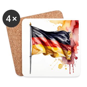 Deutschland Flagge - Untersetzer (4er-Set) - Weiß - Vorne