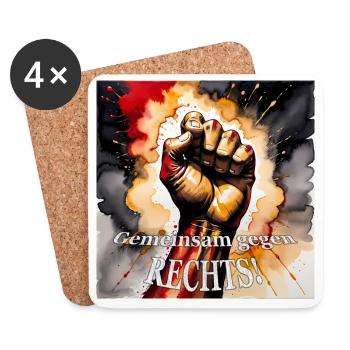 gegen rechts - Untersetzer (4er-Set) - Weiß - Vorne