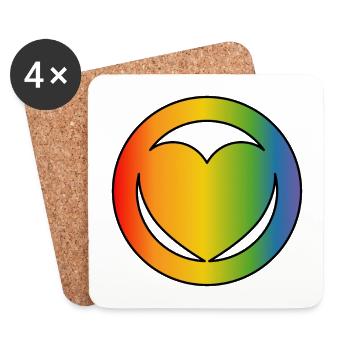 LGBT Herz CSD Shirt - Untersetzer (4er-Set) - Weiß - Vorne