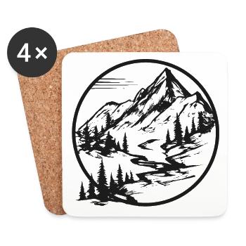 Mountain Landscape | Hiking trail | Hiking in the mountains - Coasters (set of 4) - white - Front