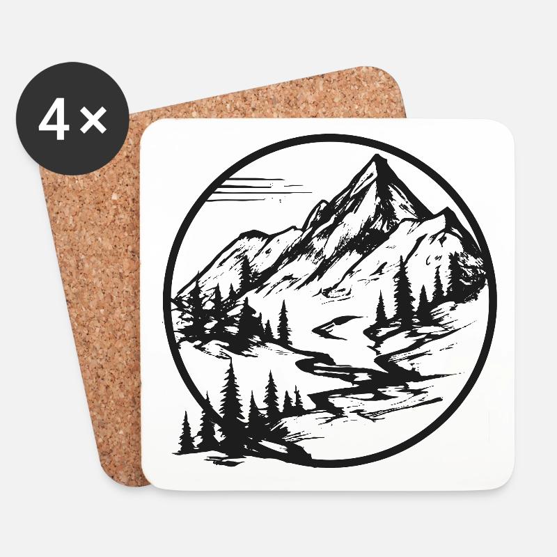 Berglandschaft | Wanderweg | Wandern in den Bergen - Untersetzer (4er-Set) - Weiß