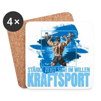 Stärke zeigt sich im Willen - Kraftsport - Untersetzer (4er-Set) - Weiß - Vorne