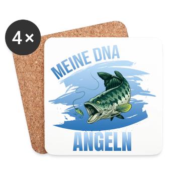 Meine DNA - Angeln - Untersetzer (4er-Set) - Weiß - Vorne