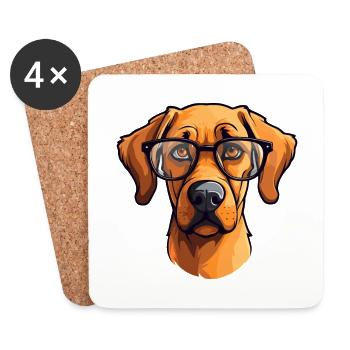 Rhodesian Ridgeback Dog Breed Watercolor Cartoon K - Coasters (set of 4) - white - Front