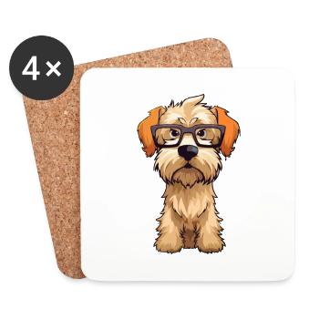 Doux enduit Wheaten Terrier chien race aquarelle C - Dessous de verre (lot de 4) - blanc - Devant