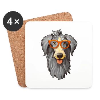 Scottish Deerhound Dog Breed Watercolor Cartoon Ka - Coasters (set of 4) - white - Front