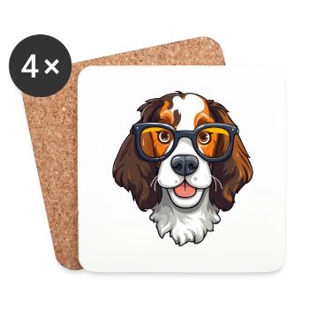 English Springer Spaniel Hunderasse Aquarellwagen - Untersetzer (4er-Set) - Weiß - Vorne