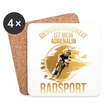 Geschwindigkeit ist mein Adrenalin - Radsport - Untersetzer (4er-Set) - Weiß - Vorne