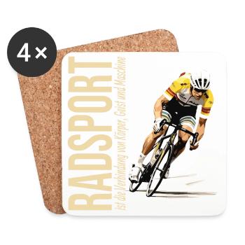 Radsport ist die Verbindung von Körper, Geist... - Untersetzer (4er-Set) - Weiß - Vorne