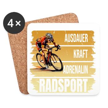 Ausdauer - Kraft - Adrenalin - Radsport - Untersetzer (4er-Set) - Weiß - Vorne