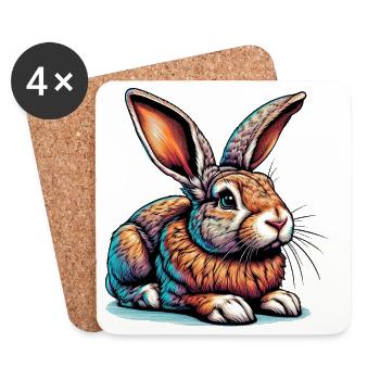 Kaninchen - Untersetzer (4er-Set) - Weiß - Vorne