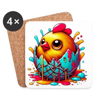 Poussin - Dessous de verre (lot de 4) - blanc - Devant
