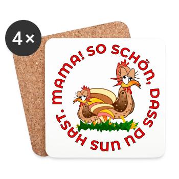 MUTTERTAG HÜHNER FAMILIENMAMA - Untersetzer (4er-Set) - Weiß - Vorne