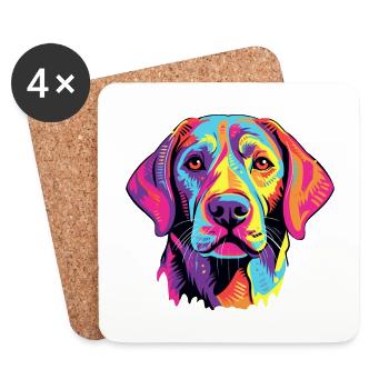 Labrador Retriever Hund Rasse Aquarell Karikatur Ka - Untersetzer (4er-Set) - Weiß - Vorne