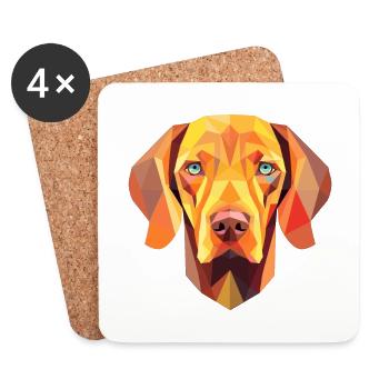 Vizsla Dog Breed Watercolor Cartoon Kawaii Colorfu - Coasters (set of 4) - white - Front