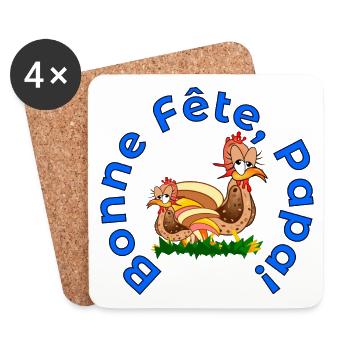 BONNE Fête des Pères PAPA POULETS - Dessous de verre (lot de 4) - blanc - Devant
