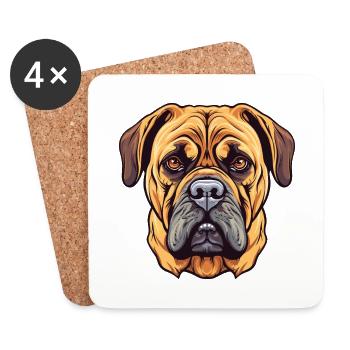 Bullmastiff Dog Breed Watercolor Cartoon Kawaii Co - Coasters (set of 4) - white - Front