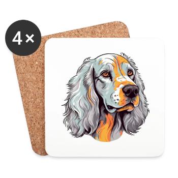 English Setter Dog Breed Watercolor Cartoon Kawaii - Coasters (set of 4) - white - Front